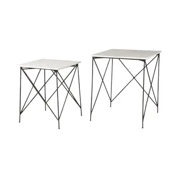 24" Bronze And White Marble Square End Table