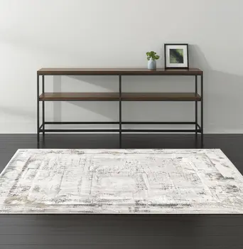 4' X 6' Gray and Ivory Abstract Power Loom Area Rug