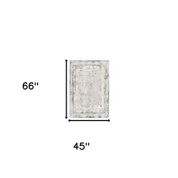 4' X 6' Gray and Ivory Abstract Power Loom Area Rug