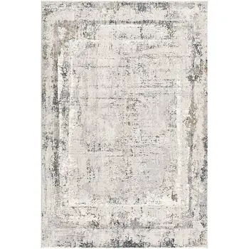 5' X 8' Gray and Ivory Abstract Power Loom Area Rug