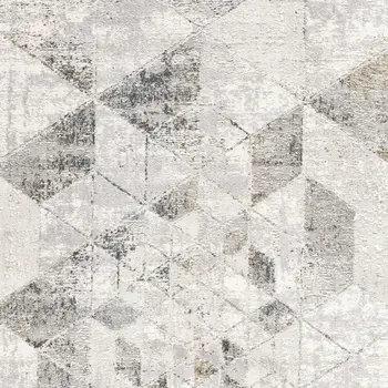 7' X 10' Gray and Ivory Abstract Power Loom Area Rug