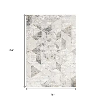 7' X 10' Gray and Ivory Abstract Power Loom Area Rug