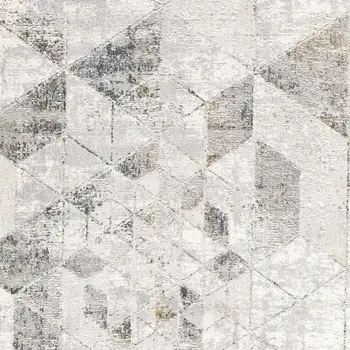 8' X 11' Gray and Ivory Abstract Power Loom Area Rug