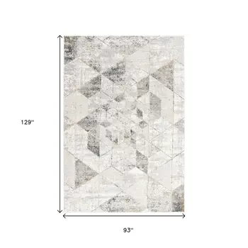8' X 11' Gray and Ivory Abstract Power Loom Area Rug
