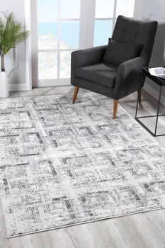 4' X 6' Gray and Ivory Abstract Power Loom Area Rug