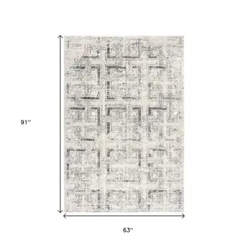 5' X 8' Gray and Ivory Abstract Power Loom Area Rug