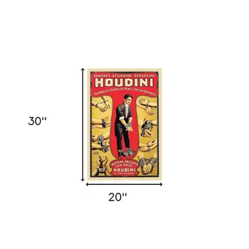 20" X 30" Houdini Handcuff King Vintage Magic Poster Wall Art