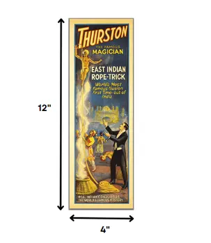 4" X 12" Thurston Rope Trick Vintage Magic Poster Wall Art