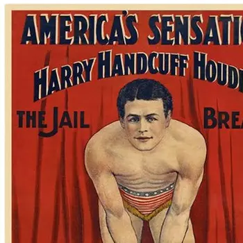 12" X 18" Houdini In Handcuffs Vintage Magic Poster Wall Art