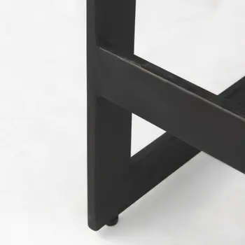 26" Black Solid Wood and Metal Backless Counter Height Bar Chair
