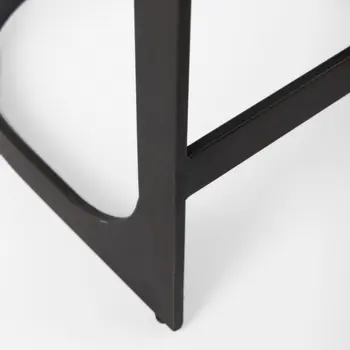 29" Black Leather and Metal Backless Bar Chair