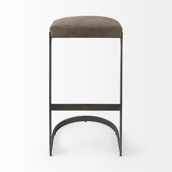 29" Black Leather and Metal Backless Bar Chair