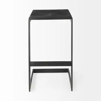 30" Black Solid and Manufactured Wood Backless Bar Height Bar Chair