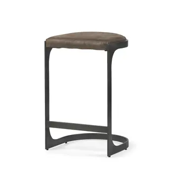 29" Black Leather and Metal Backless Counter Height Bar Chair
