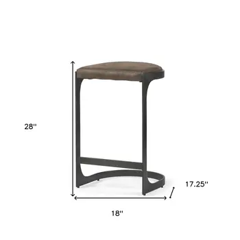 29" Black Leather and Metal Backless Counter Height Bar Chair