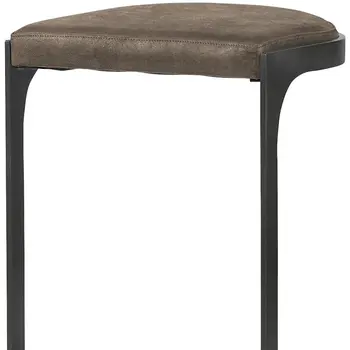 29" Black Leather and Metal Backless Counter Height Bar Chair