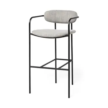 29" Gray and Black Fabric and Steel Bar Chair