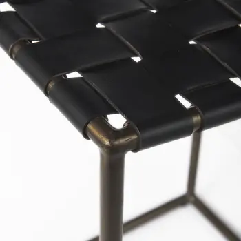 29" Bronze Leather and Metal Backless Bar Chair