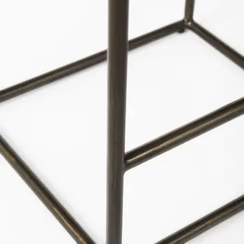 29" Bronze Leather and Metal Backless Bar Chair