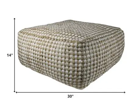 30" Natural Cotton Pouf Ottoman