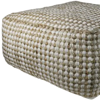 30" Natural Cotton Pouf Ottoman