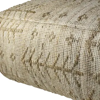 34" Natural Cotton Geometric Pouf Ottoman