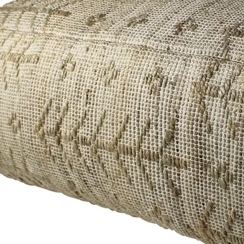 34" Natural Cotton Geometric Pouf Ottoman