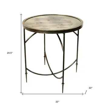 25" Nickel Iron Round End Table
