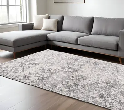 8' X 11' Cream Toile Power Loom Area Rug