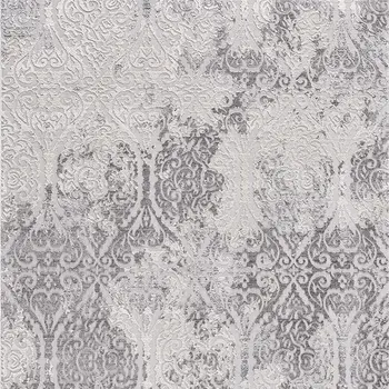 7' X 10' Cream And Gray Tinted Ogee Pattern Area Rug