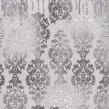 5' X 7' Gray Damask Power Loom Area Rug