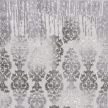 8' X 10' Gray Damask Power Loom Area Rug