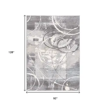 8' X 10' Gray Abstract Power Loom Area Rug