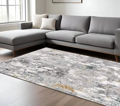 8' X 10' Gray Abstract Power Loom Area Rug