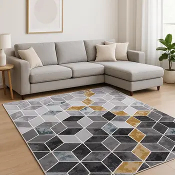 8' X 10' Gray Geometric Power Loom Area Rug