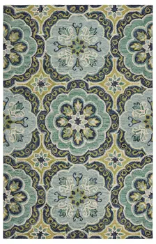 8' X 10' Green Wool Geometric Hand Tufted Area Rug