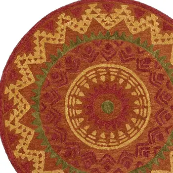 4' Round Orange Decorative Area Rug