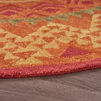 6' Round Orange Decorative Area Rug