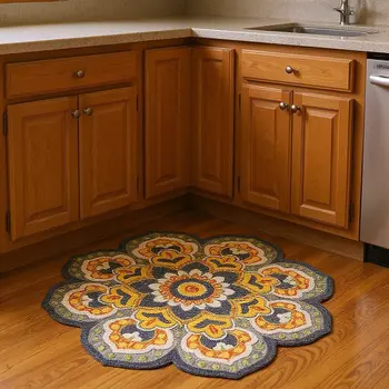 4' Gray Wool Geometric Hand Tufted Round Rug
