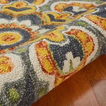 6' Gray Wool Geometric Hand Tufted Round Rug