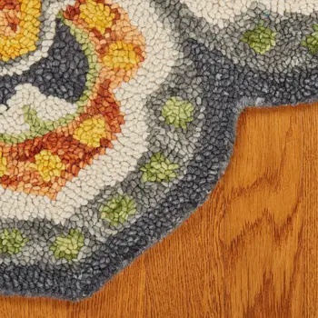 6' Gray Wool Geometric Hand Tufted Round Rug
