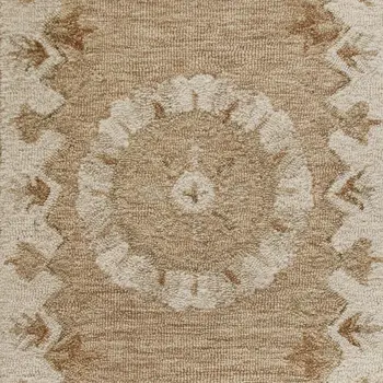 2' X 7' Tan Retro Modern Medallion Runner Rug