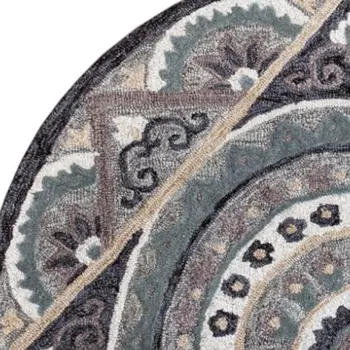 2' X 4' Blue and Gray Wool Hand Woven Hearth Rug