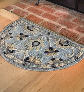 2' X 4' Blue And Beige Wool Hand Woven Area Rug