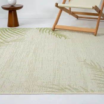5' X 7' Beige Indoor Outdoor Area Rug