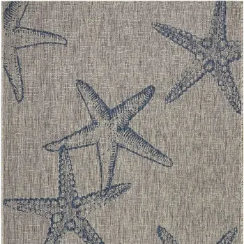 5' X 7' Blue And Gray Indoor Outdoor Area Rug
