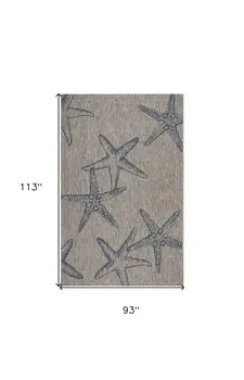 8' X 9' Blue And Gray Starfish Indoor Outdoor Area Rug