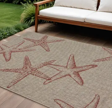 8' X 9' Beige Indoor Outdoor Area Rug