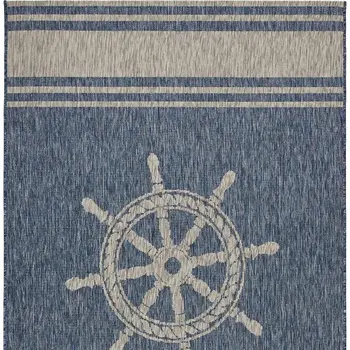 5' X 7' Blue And Gray Indoor Outdoor Area Rug