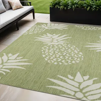 5' X 7' Green Indoor Outdoor Area Rug